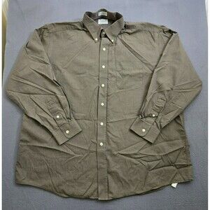 L.L. Bean Men 35/18 Green Button Down Single Needle Tailoring Dress Shirt